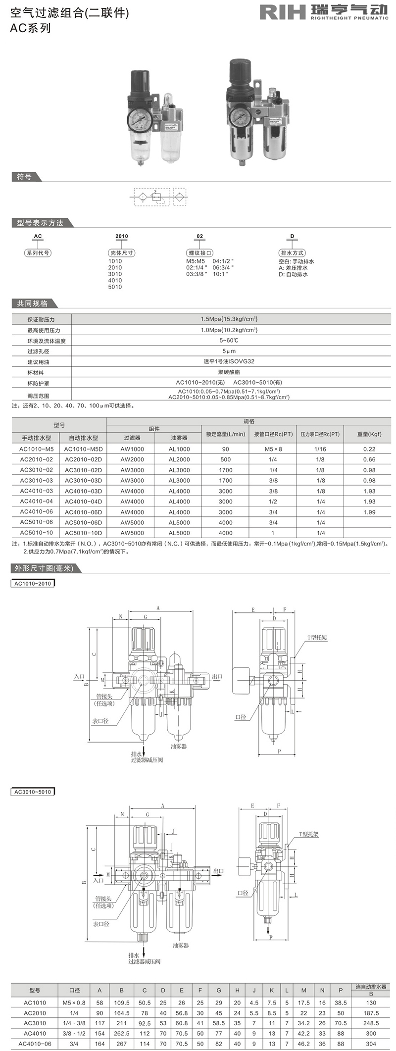 AC系列二聯(lián)件圖紙 AC系列二聯(lián)件圖紙
